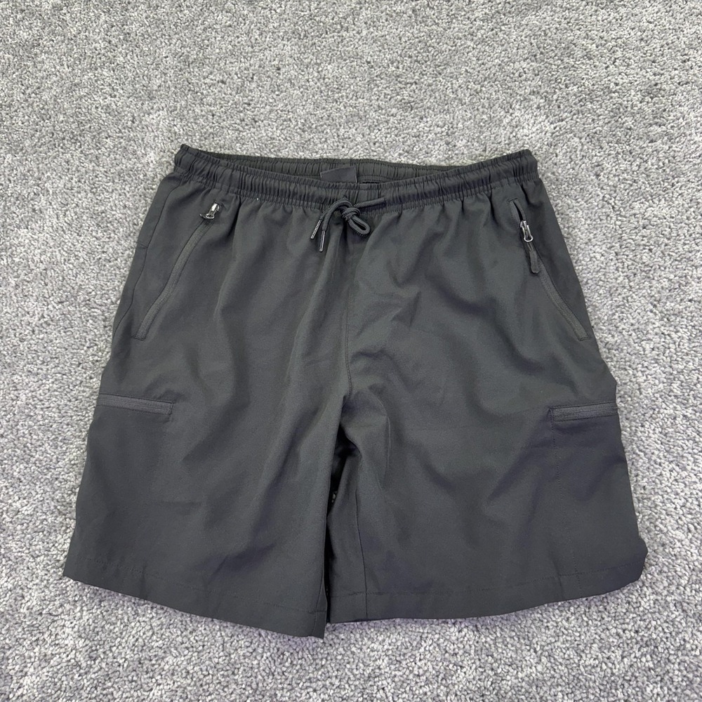 Santiny Shorts Mens Large Black Athletic Running Quick Dry Drawstring Pockets